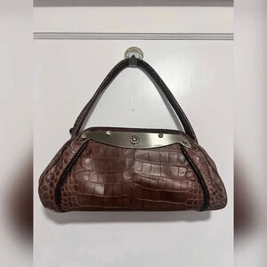 90s Y2k Furla small crocodile brown shoulder bag TRENDING LIKE NEW